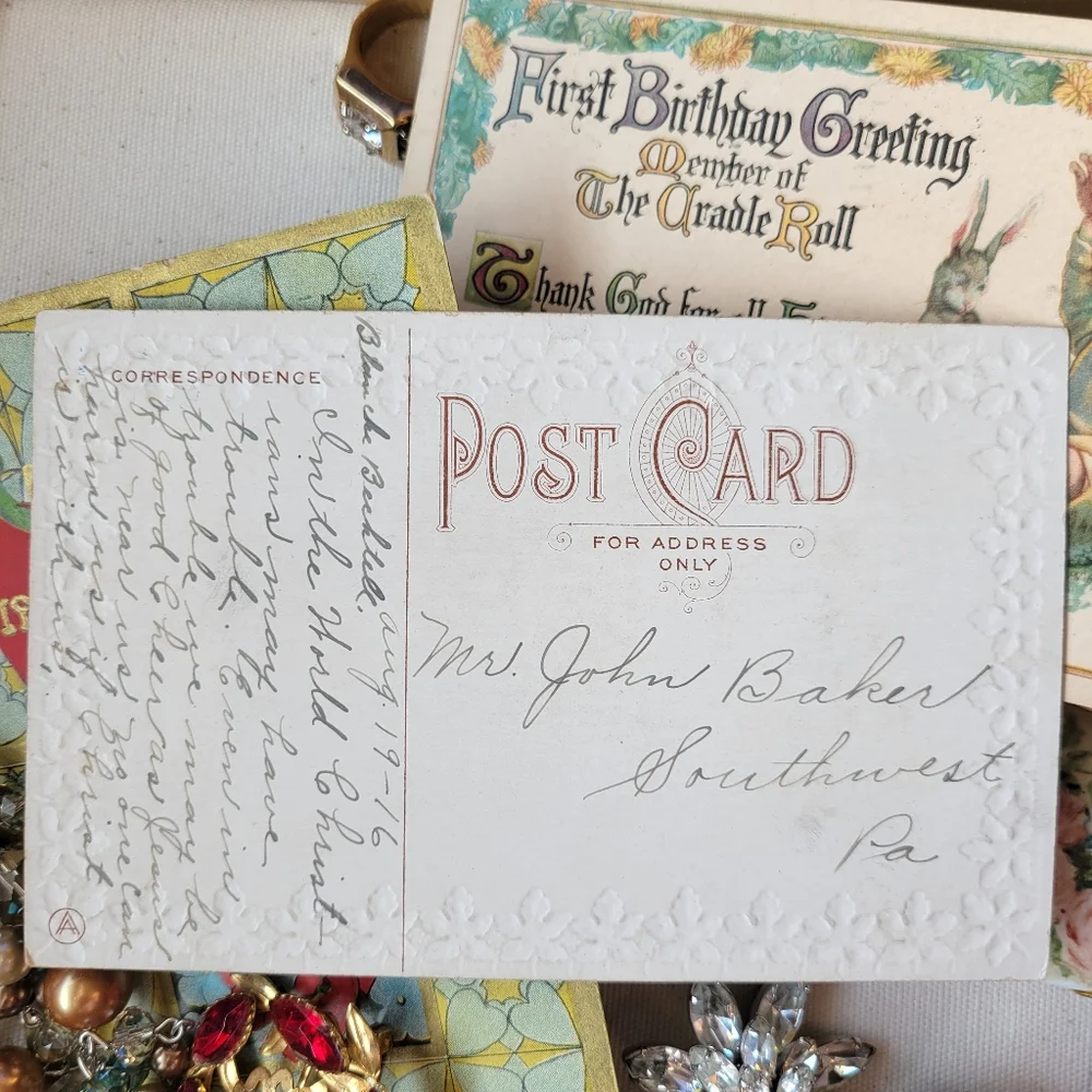 Antique Postcards ~ Early 1900's ~ Dutch Girl ~ Birthday ~ Valentine Hearts